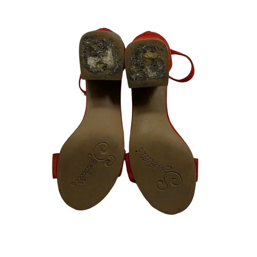 Seychelles & Corey Lynn Calter Red Suede Ankle Strap Sandals Size 7.5 M